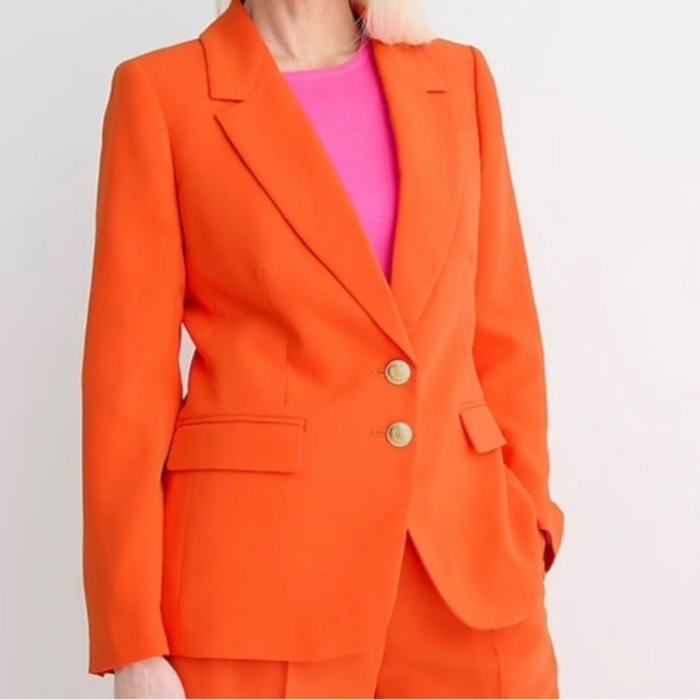 J. Crew Orange Size 4 Tailored Blazer Notched Lapels with Size 2 Matching Pants